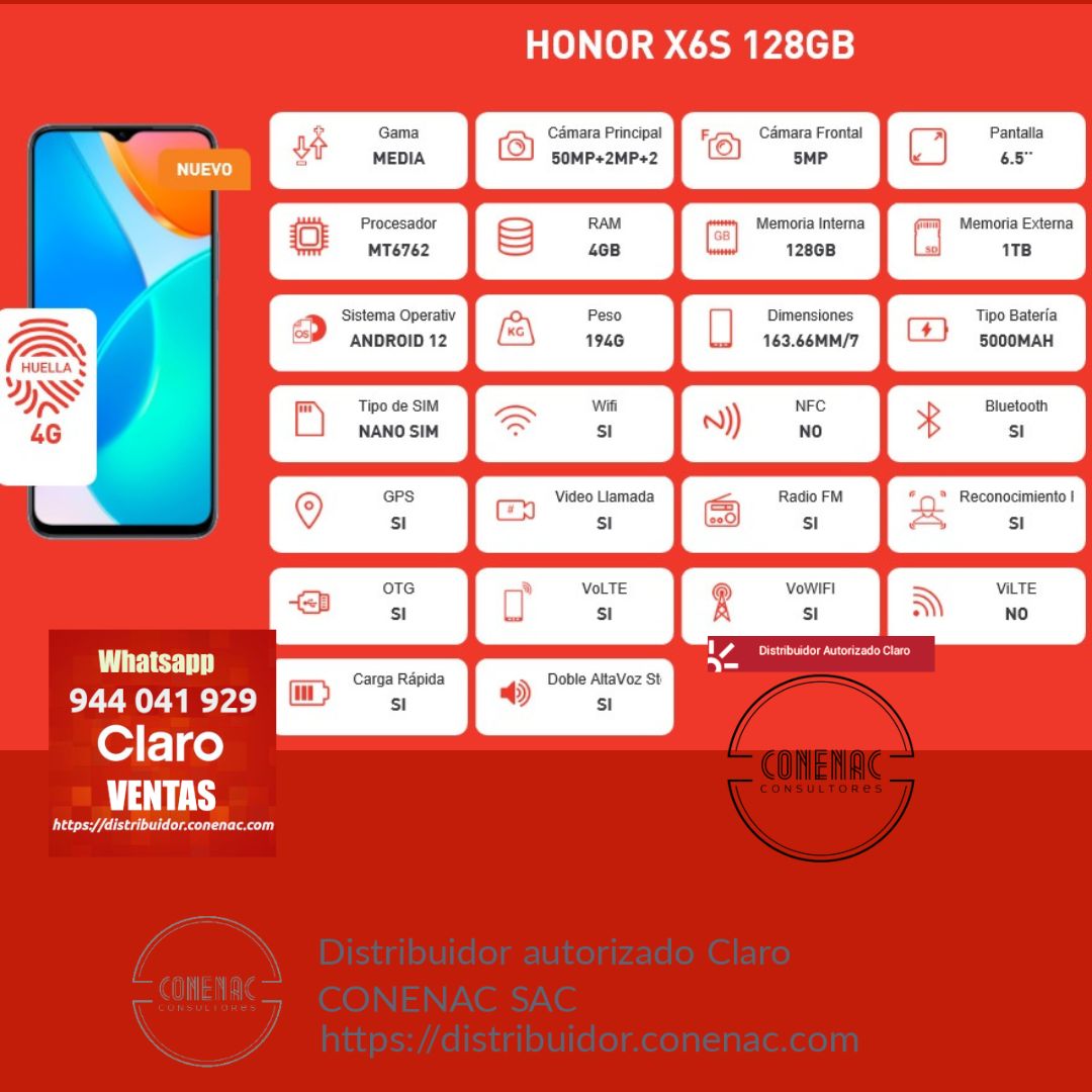 Especificaciones del HONOR X6 - HONOR CL