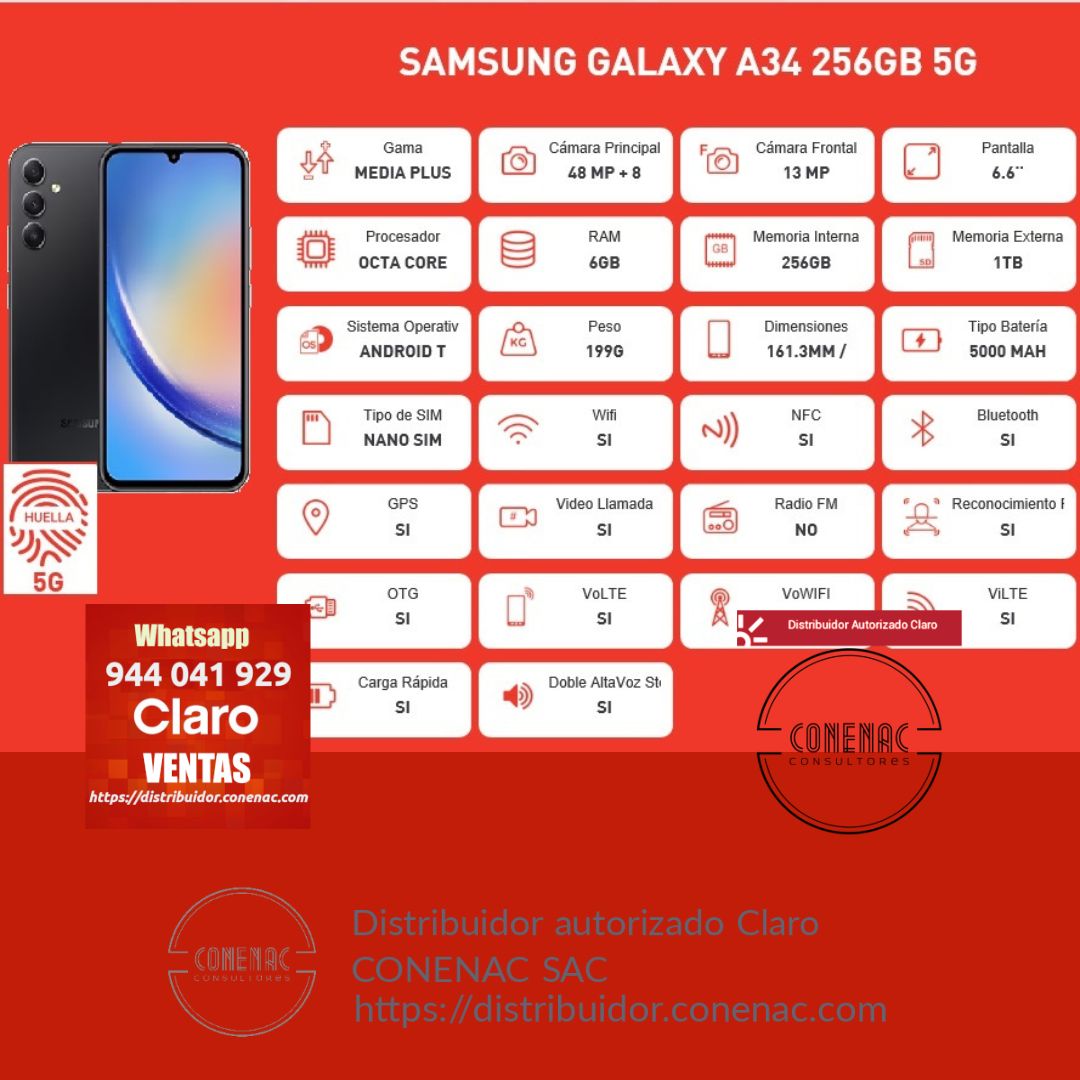 Celular Samsung Galaxy A34 256 GB 5G