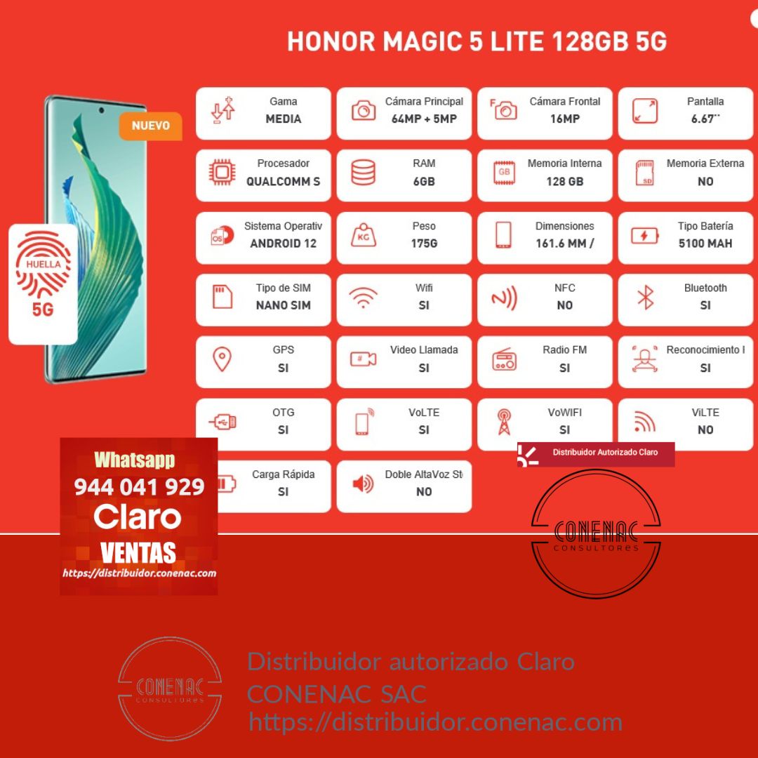 Honor Magic 5 Lite, Perú, Review en español, Análisis, Ficha técnica, Características, nnda, nnni, DATA